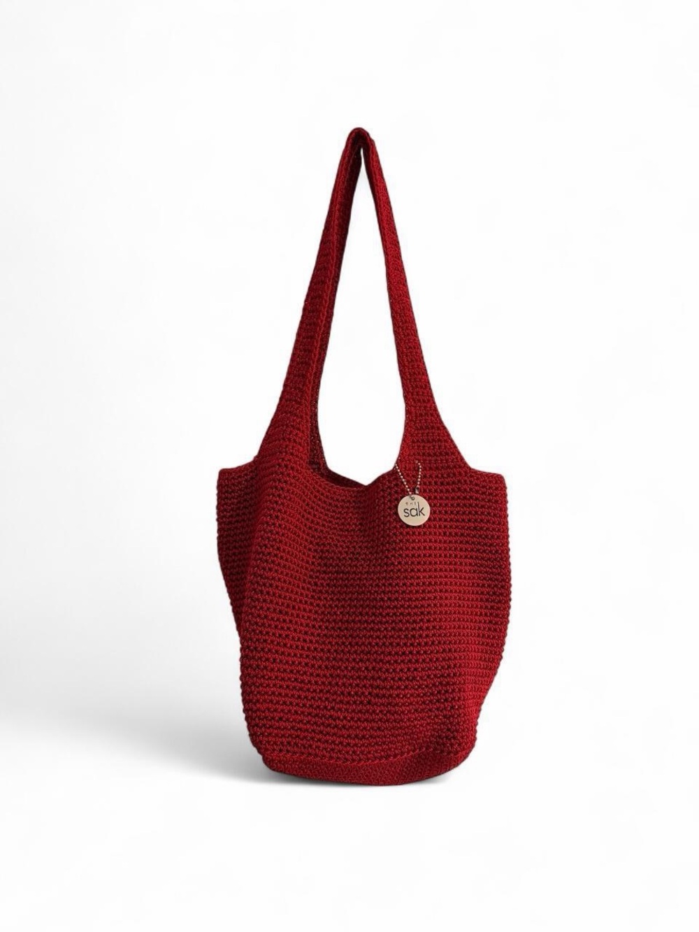 Vintage The Sak Red Crochet Shoulder Tote Bag